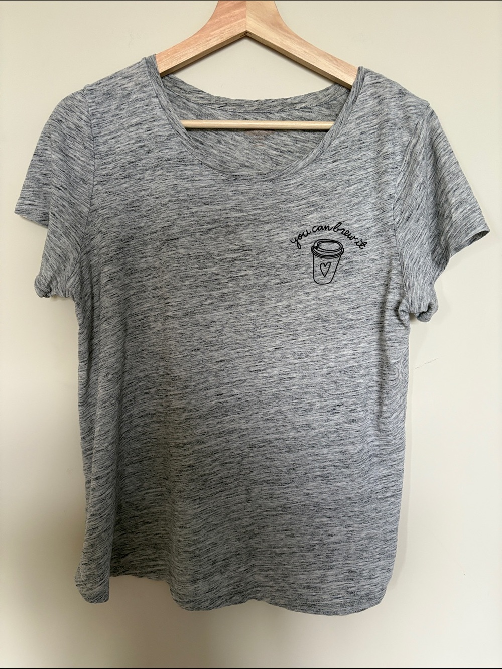 Grey Short Sleeve Women's Tee - You Can Brew It Graphic - 100% Cotton